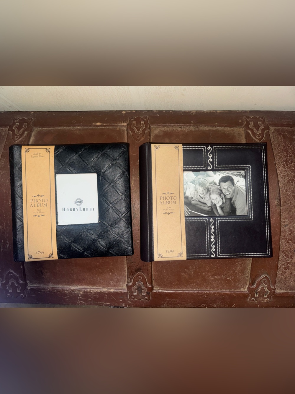 NWT Hobby Lobby Black Embossed Photo Albums with Stitched Accents 2 of them